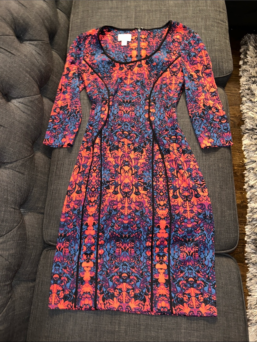 Donna Morgan Floral Midi Dress in Pink & Blue Size 8 Like New